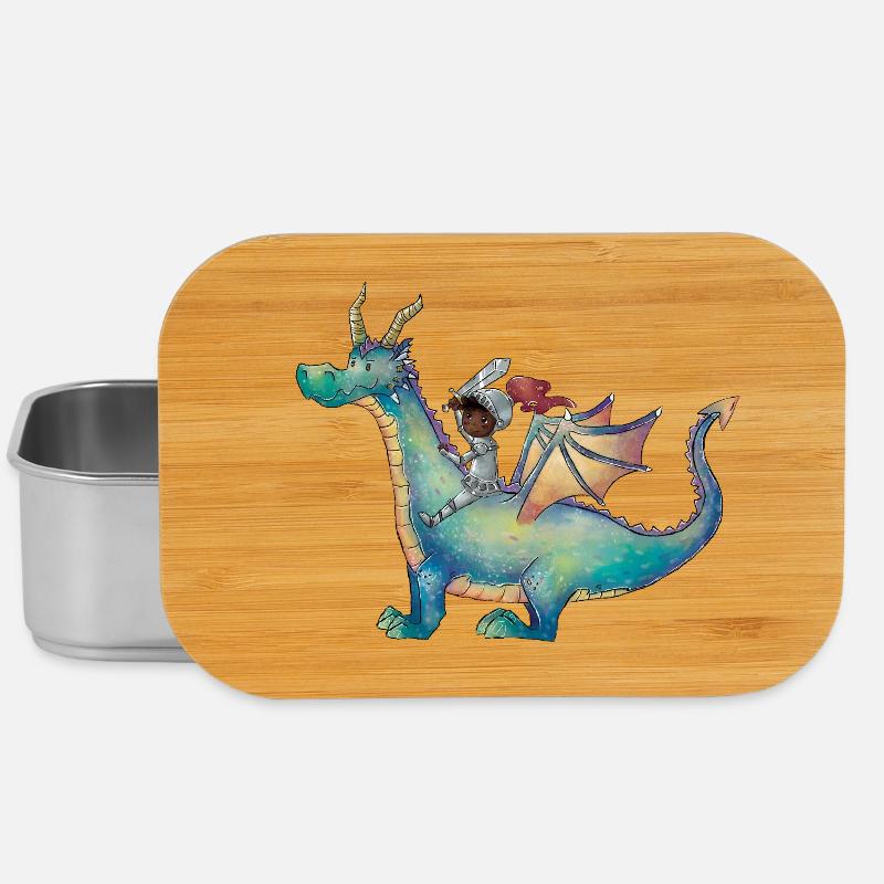 Mädchen mit Drachen auf magischem Abenteuer - Lunch Box - Silber