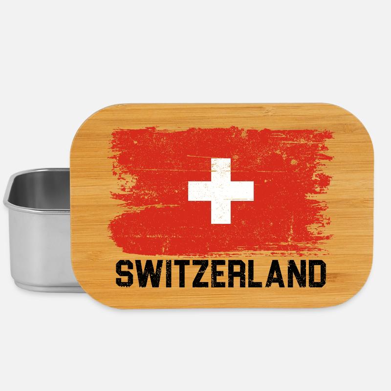 Schweizer Flagge Bürstenkreuz - Lunch Box - Silber