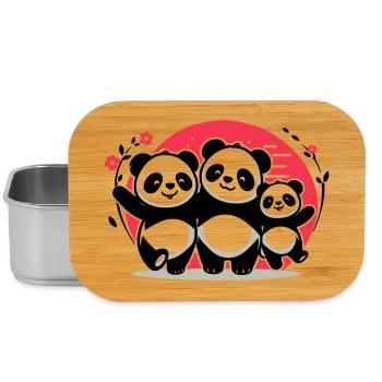 Pandas Family - 1 Elternteil 2 Kinder - Lunch Box - Silber - Vorne