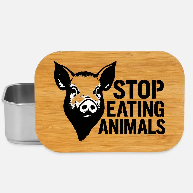 Stop Eating Animals Pig - Lunch Box - Silber