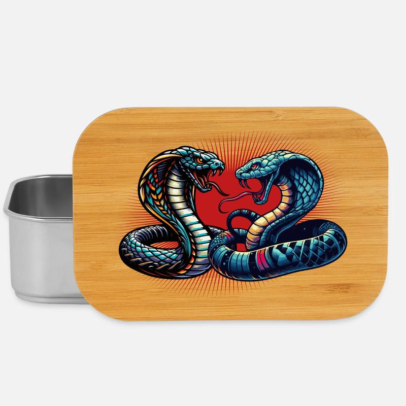 dynamisches und farbenfrohes Cobra-Schlangen Motiv - Lunch Box - Silber
