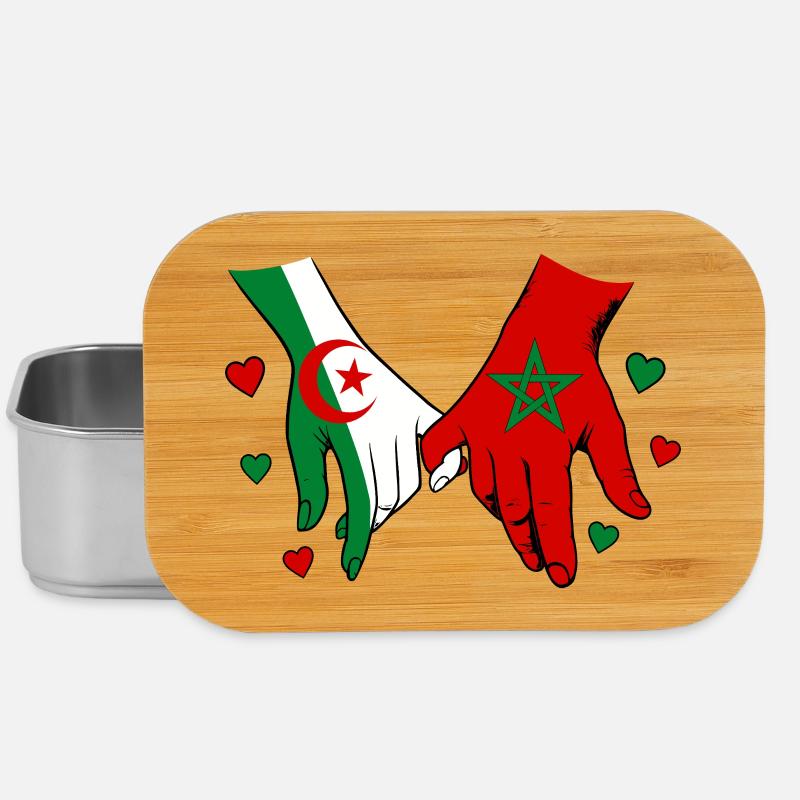 Algérie-Maroc Drapeau main dans la main - Boîte à goûter - argent