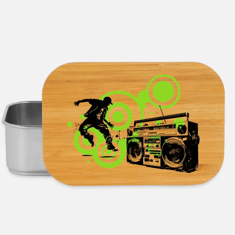 Circles Lime Abstract Black Dancer Hip Hop - Lunch Box - silver