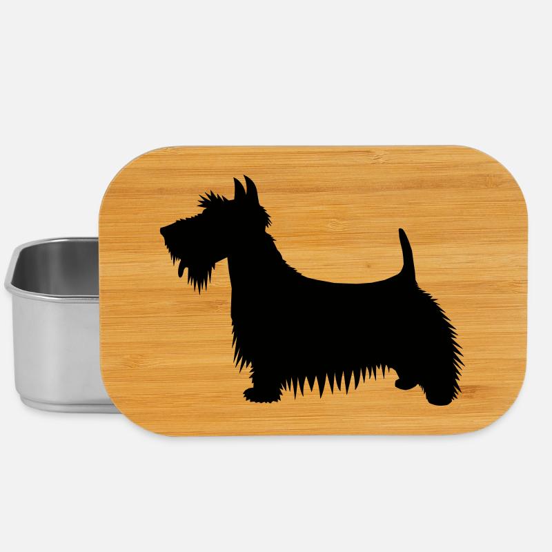 Eine Silhouettenillustration eines Scots Terrier - Lunch Box - Silber