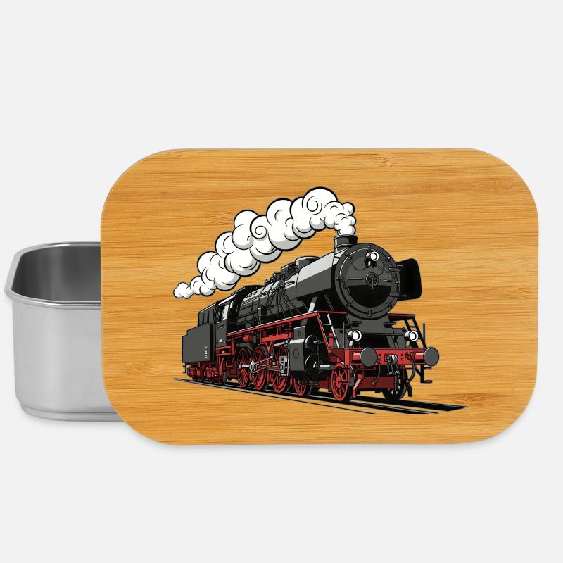 Retro Dampflok Design - Lunch Box - Silber