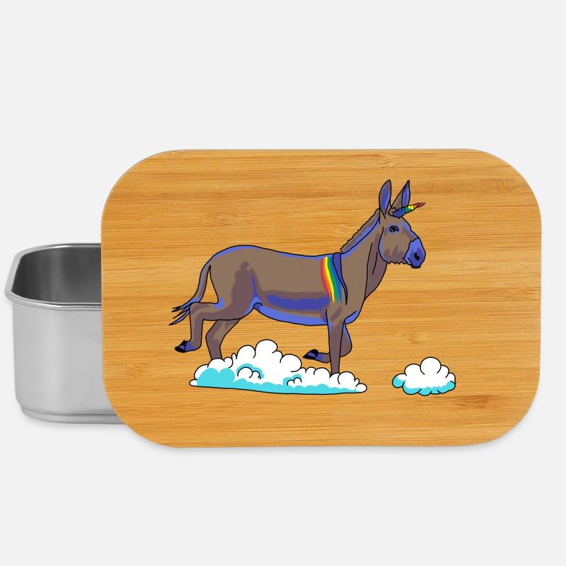 Rainbow Unicorn on Clouds - Lunch Box - silver
