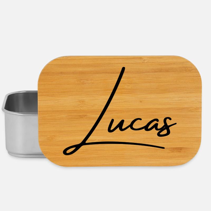 Lucas Name Design - Personalized Typography - Lunch Box - silver