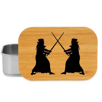 Kendo deux Kendoka en mode combat figures d’ombre - Boîte à goûter - argent - Devant