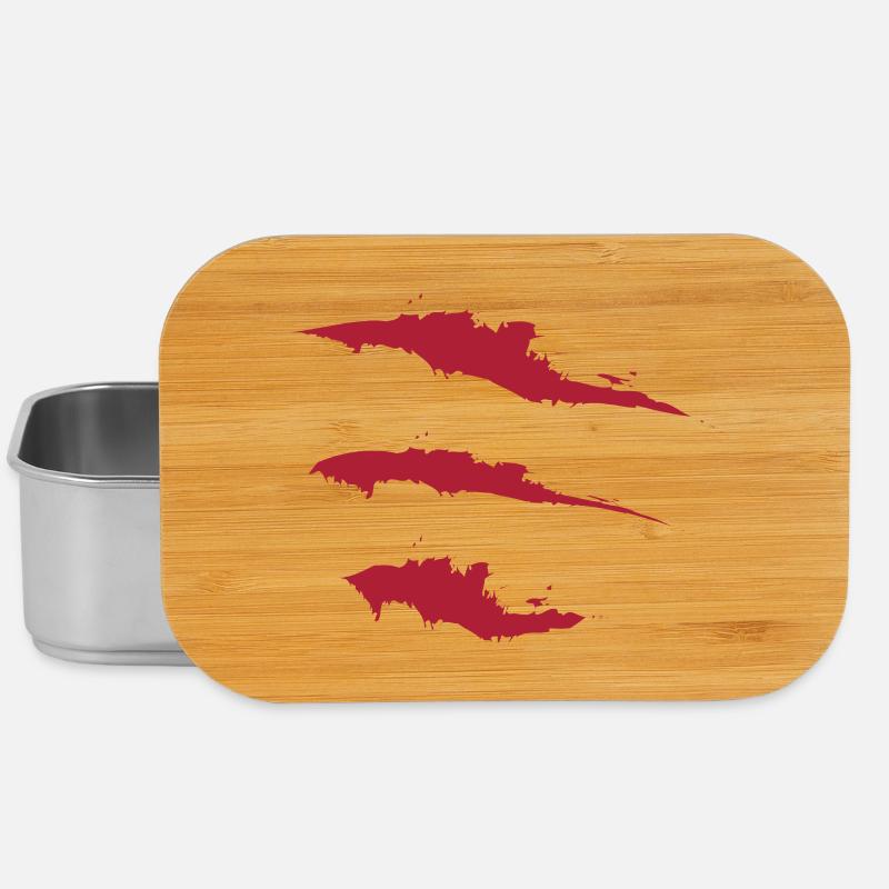 Three red brushstrokes - Lunch Box - silver