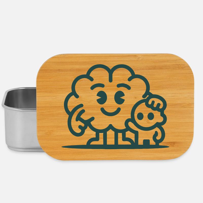 Friendly Cloud Duo Illustration - Lunch Box - silver