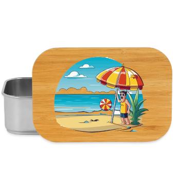 Strandurlaub Cartoon mit Sonnenschirm - Lunch Box - Silber - Vorne
