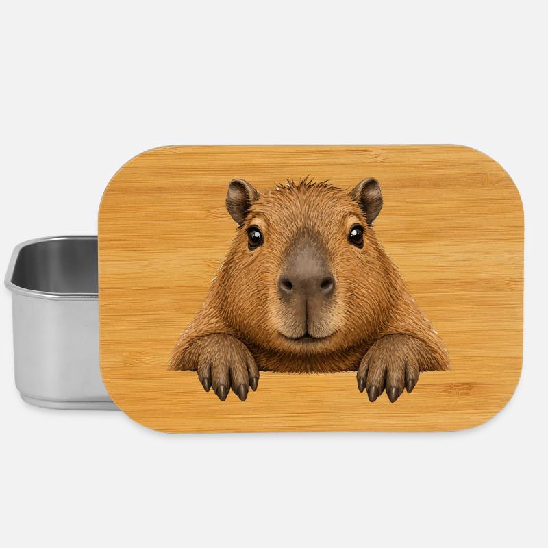 Stuffed Toy Capybara Cartoon - Lunch Box - silver