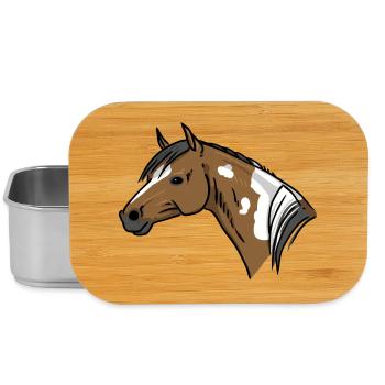 Pferdekopf Illustration Braun Weiß - Lunch Box - Silber - Vorne