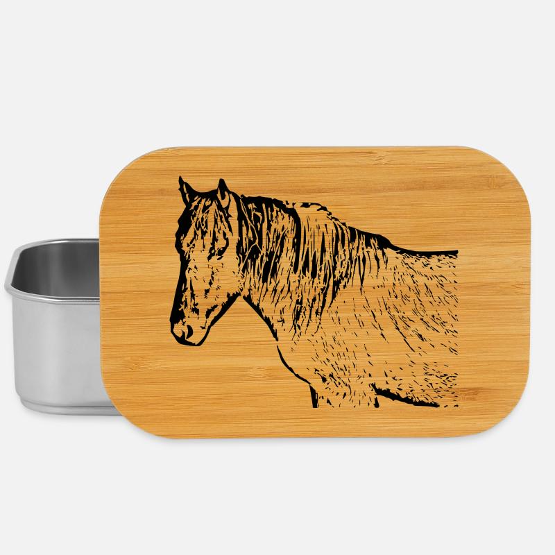 Pferde T-shirt Geschenk Reiter  - Lunch Box - Silber