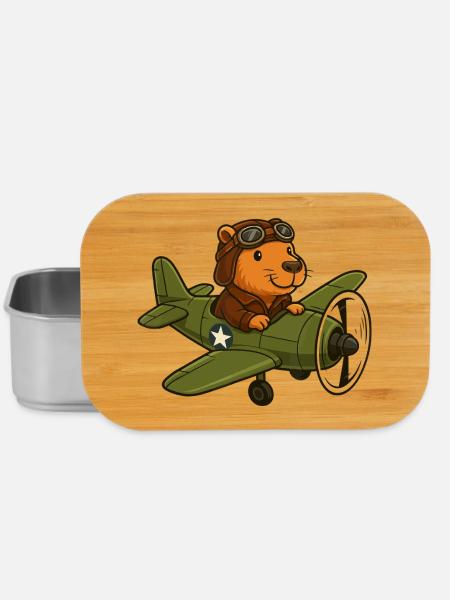 Fliegender Biberpilot im Flugzeug - Lunch Box - Silber