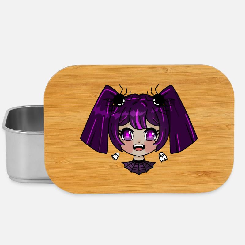 Chibi Vampir mit lila Zöpfen - Lunch Box - Silber