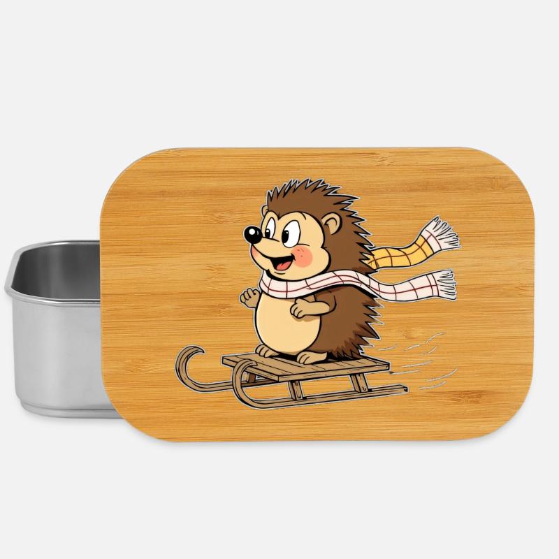 Igel im Winter mit Schlitten - Lunch Box - Silber