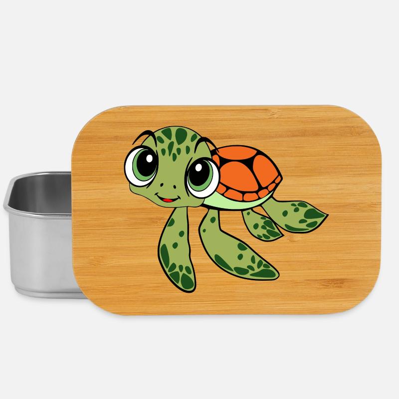 Cheerful Turtle Caricature - Lunch Box - silver