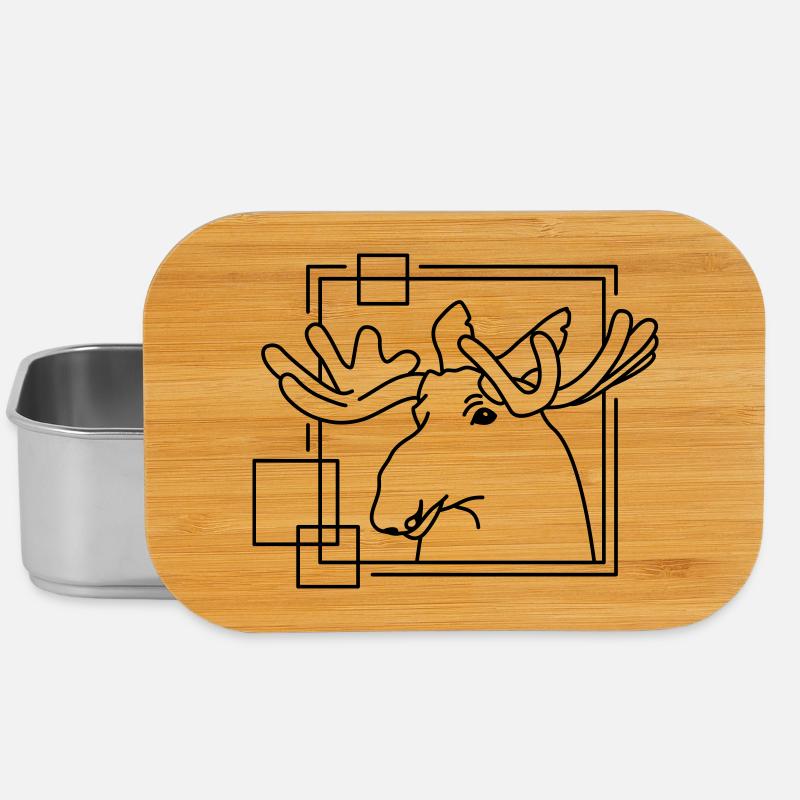 Elch in geometrischer Form - Line-Art-Design - Lunch Box - Silber