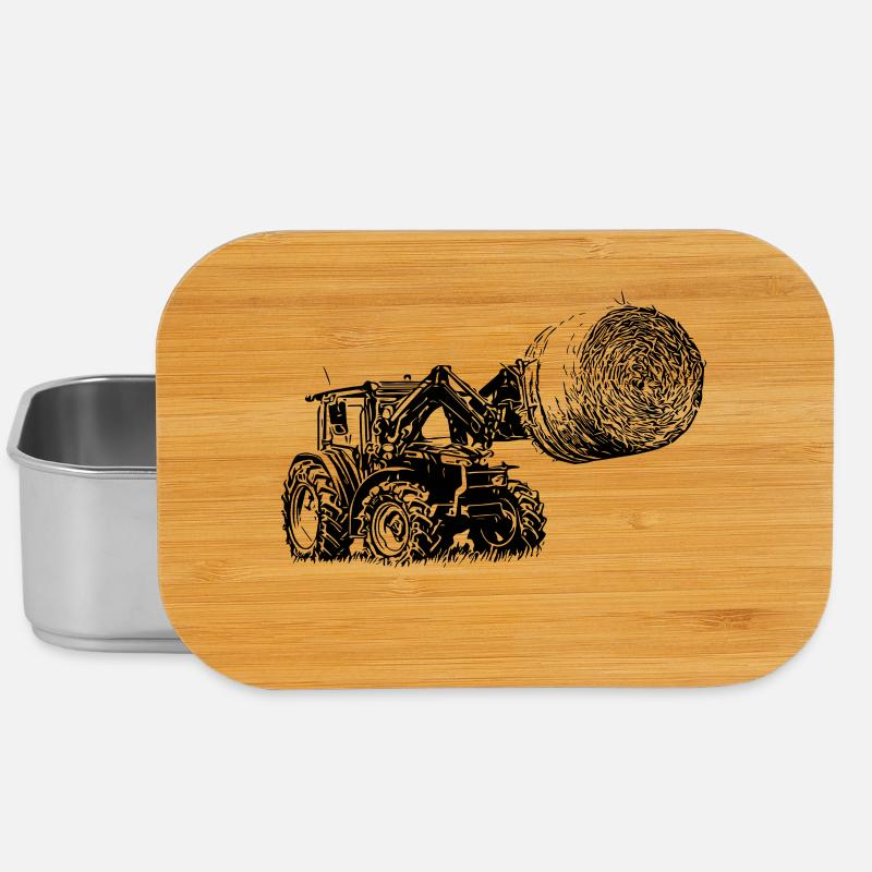 Traktor MFF 4700 M mit Strohballen - Lunch Box - Silber