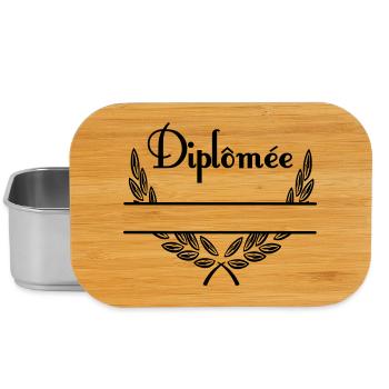 Diplômée – Couronne de Laurier avec Espace Nom - Lunch Box - Silber - Vorne