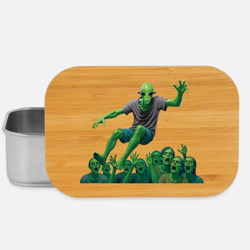 JUMPING ALIEN - geek & scifi - Lunch Box - silver