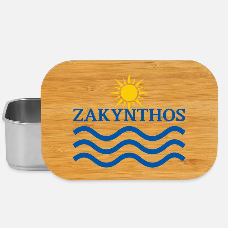 Zakynthos Sun Waves Motif - Lunch Box - silver