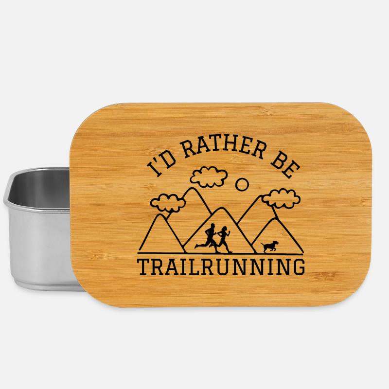 Id rather be Trail Running Mountains Runner with Dog - Lunch Box - silver