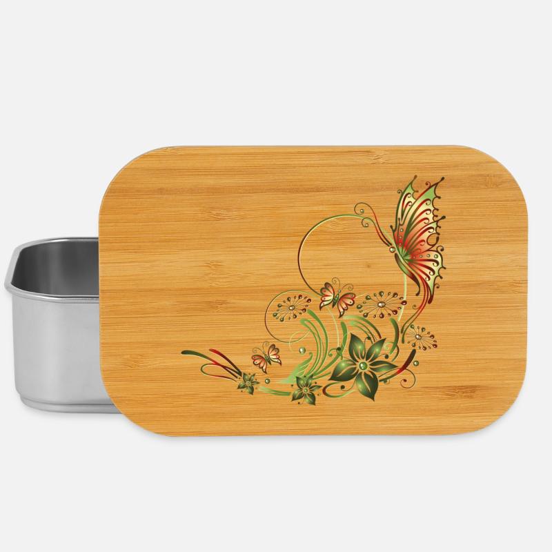 Schmetterlinge mit floralen Elementen - Boîte à goûter - argent