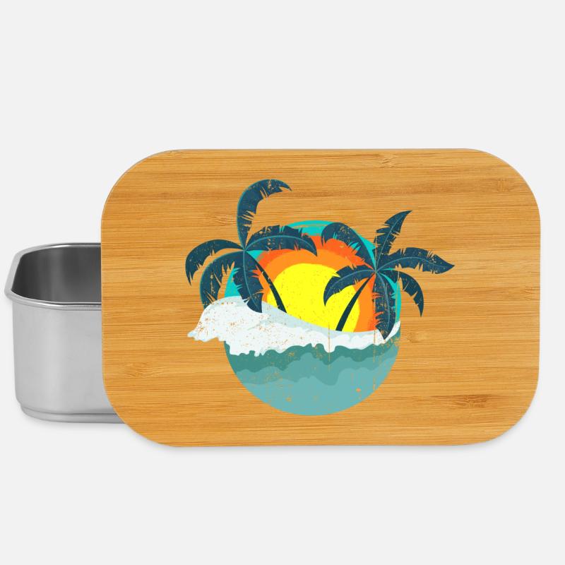 Coucher de soleil tropical sur l’île des palmiers - Boîte à goûter - argent