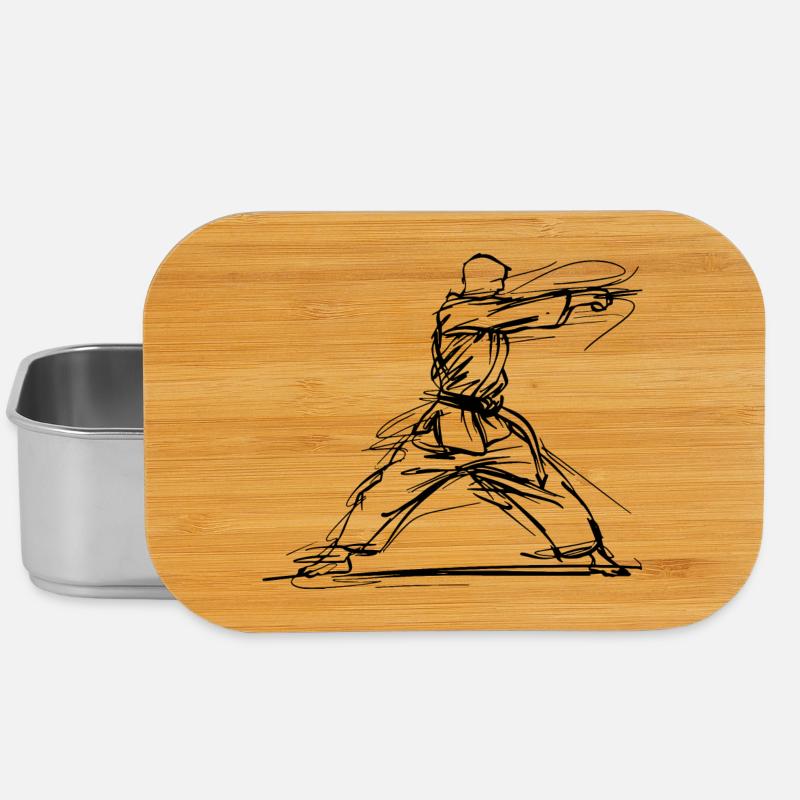 Karateka One Line Drawing - Boîte à goûter - argent