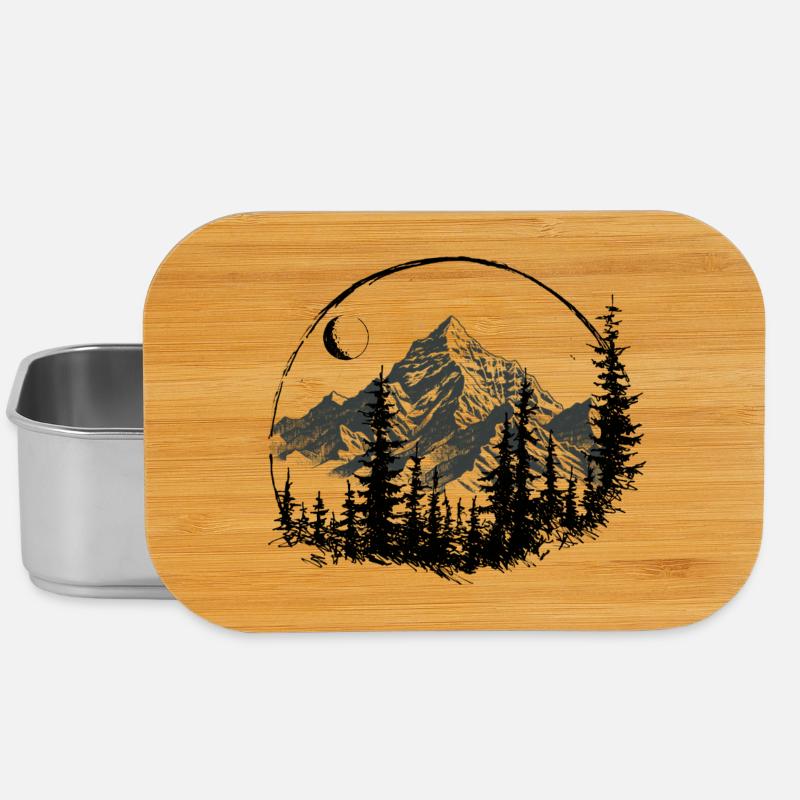 Silhouette de montagne avec pins - Boîte à goûter - argent