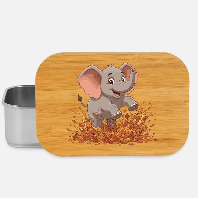 Éléphant joyeux dans les feuilles d’automne - Boîte à goûter - argent
