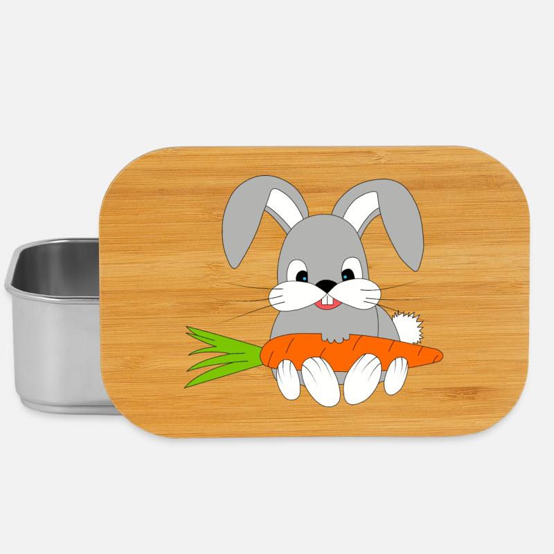 Fröhlicher Hase mit der Möhre - Lunch Box - Silber