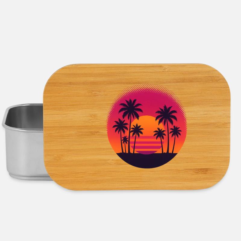 Tropical sunset with palm trees - Lunch Box - silver