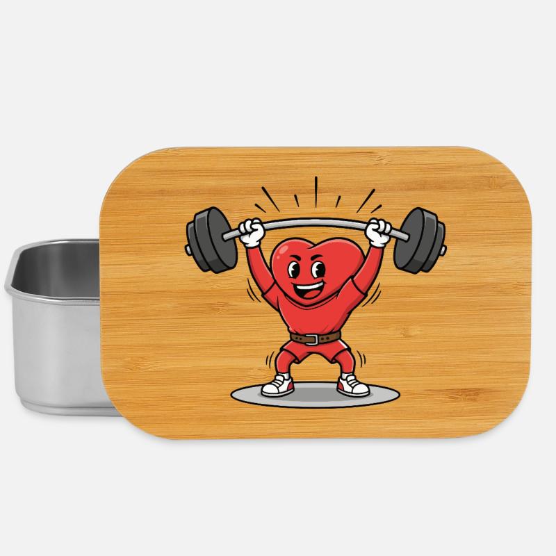Starkes Herz Heben Gewichte Cartoon Design - Lunch Box - Silber