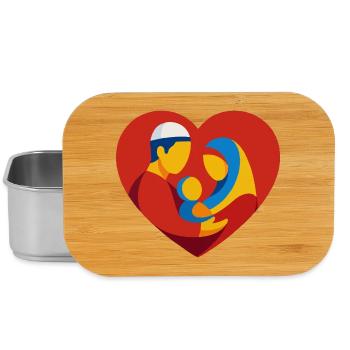 Colorful Muslim Family in Heart - Lunch Box - silver - Front