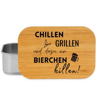 Chillen Grillen Bierchen killen - Lunch Box - Silber - Vorne