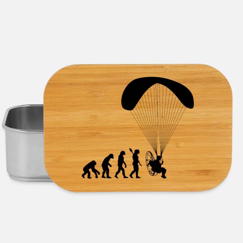 Paramotoring Human Evolution Funny - Lunch Box - silver