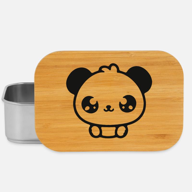 Illustration de tête de panda câlin - Boîte à goûter - argent