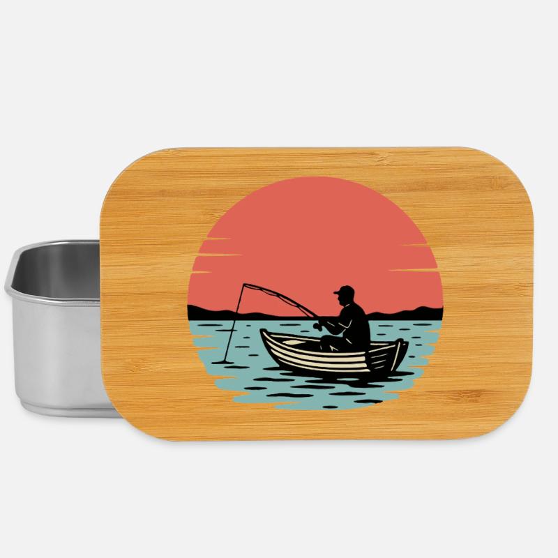 Sonnenuntergangsfischer im Boot - Lunch Box - Silber