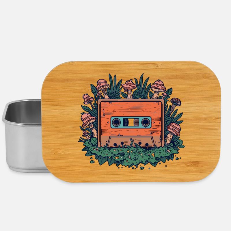 Retro-Kassette und Waldpilze - Lunch Box - Silber