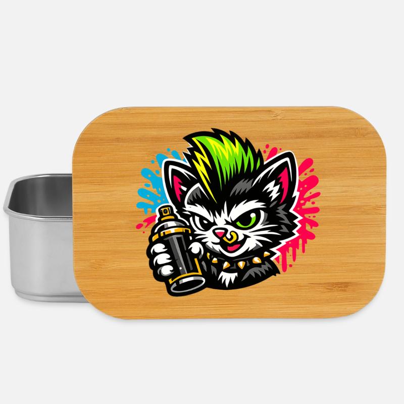 Graffiti Katze Sprühpunk - Lunch Box - Silber