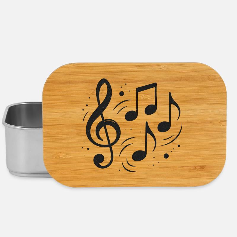 Abstract Notes and Music Sketch Design - Lunch Box - silver