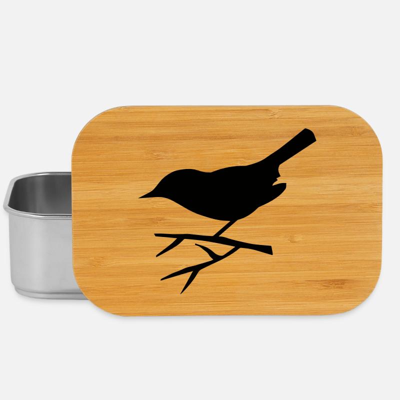 Vogel sitzt auf dem Ast - Lunch Box - Silber