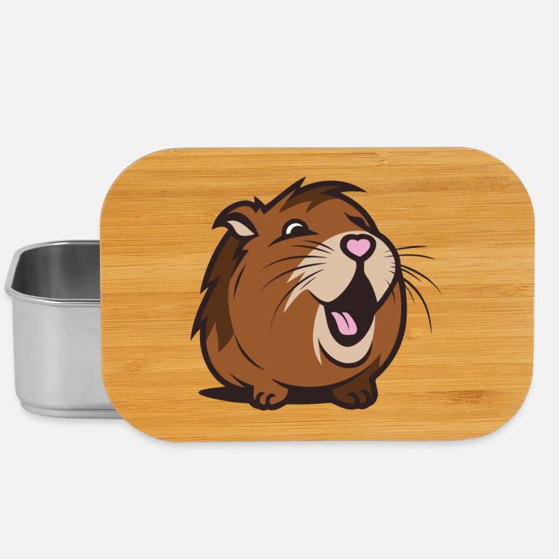Capybara joyeux / Cobaye / Hamster – Cœur - Boîte à goûter - argent