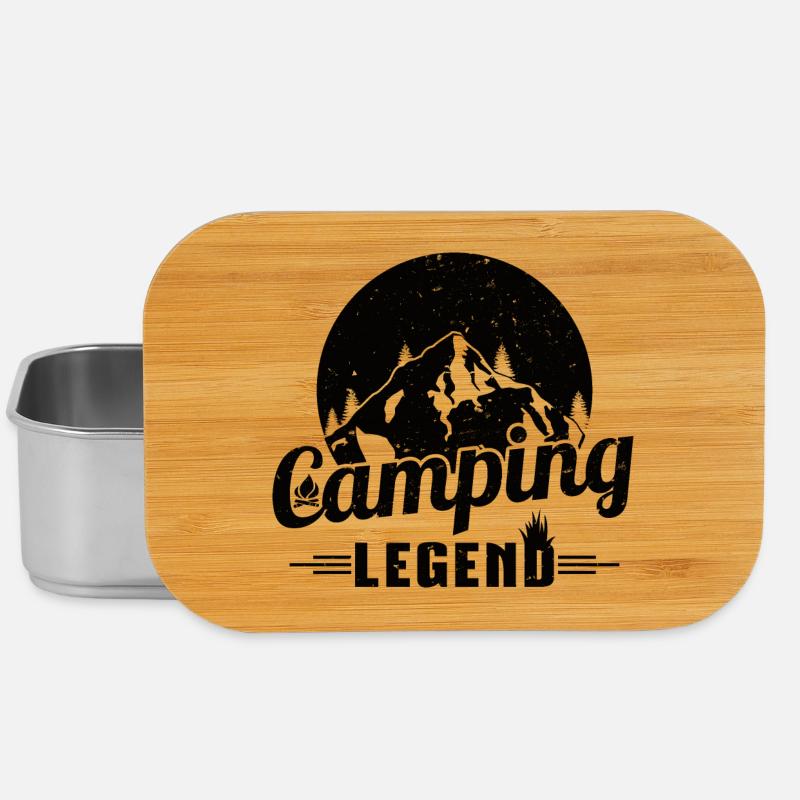 Camping Legend Grunge Style Schwarzes Camper Design - Lunch Box - Silber
