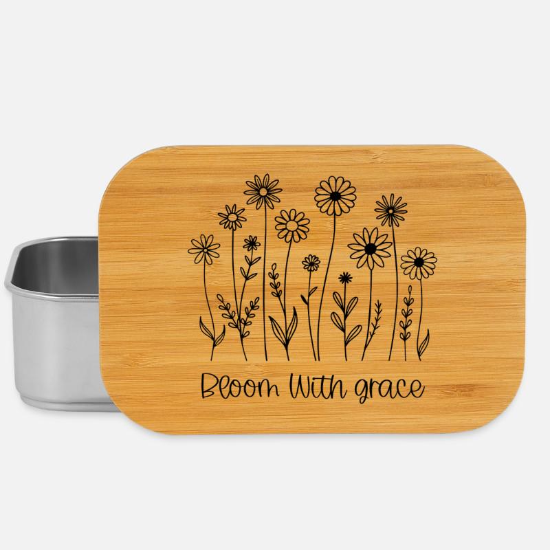 Blüte mit Anmut Wildblume Strichkunst - Lunch Box - Silber