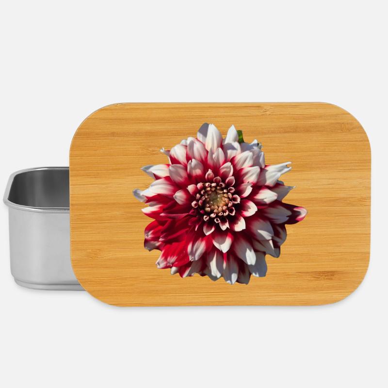 Dahlia rouge blanc - Boîte à goûter - argent