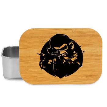 Affe mit Gewehr - Lunch Box - Silber - Vorne